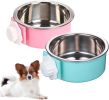 Crate Dog Bowl; Removable Stainless Steel Hanging Pet Cage Bowl