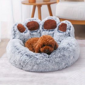 Pet Sofa Cute Bear Paw Shape Comfortable Cozy Pet Sleeping Beds For Small, Medium, And Large Dog (Color: Grey, size: XL-35.43*35.43*17.72 Inch)