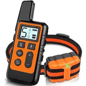 Training Collar; Waterproof Shock Collars for Dog with Remote Range 1640 feet (Color: Orange)