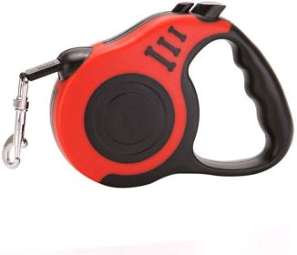 Dog Leash Retractable and Nylon Tape/Ribbon Anti-Slip Handle One-Handed Brake Pause Lock (Color: Red)