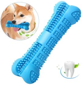 Chew Toy Stick Dog Toothbrush with Reservoir Natural Rubber (Color: Blue)