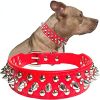 Adjustable Microfiber Leather Spiked Studded Dog Collar with a Squeak Ball Gift