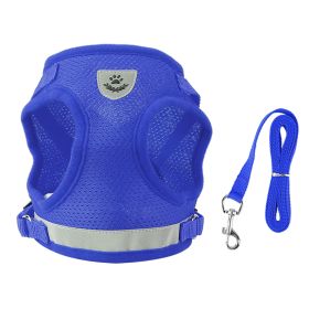 Pet Mesh Harness Dog Leash (Option: Blue_XL)