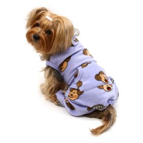 Silly Monkey Front Sleeveless Fleece Pajamas (Color: Lavender, size: M)