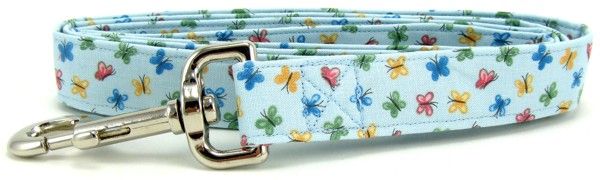 Pastel Blue Butterflies Dog Leash (Option: Small)