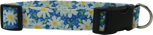 Blue Daisies Dog Collar (Option: Small)