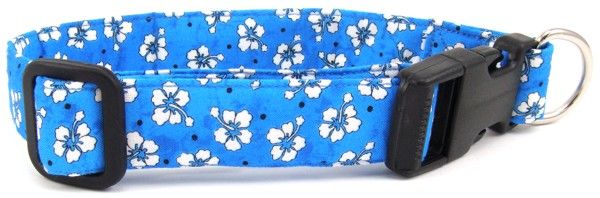 Blue Hawaiian Flowers Dog Collar (Option: Small)