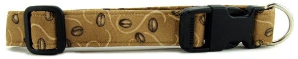 Coffee Beans on Tan Dog Collar (Option: Small)