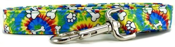 Rainbow Tie Dye Bones & Paws Dog Leash (Option: Large)