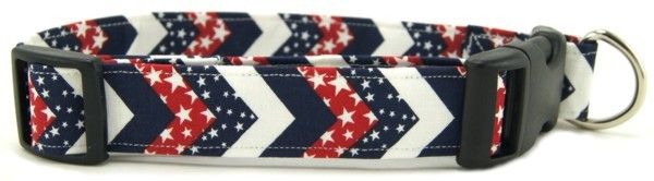 Red White & Blue Chevrons Dog Collar (Option: Medium)