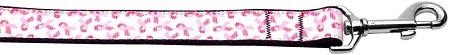 Pink Ribbons on White Nylon Dog Leash