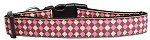Pink Checkers Nylon Dog Collar (Color/Size: Large)