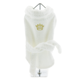 White Gold Crown Cotton Dog Bathrobe (size: small)