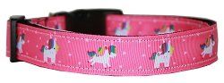 Pink Unicorn Nylon Dog Collar (Color/Size: LG)