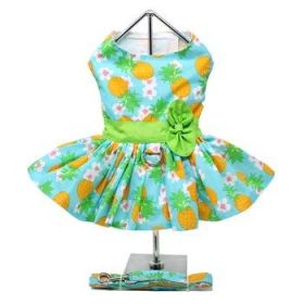 Dog Harness Dress with Matching Leash (Color: Pineapple Luau, size: X-Small)